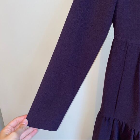 NINE WEST Purple Lagenlook Twee Ruffled Button Mini Dress / Coat Size 4 - Picture 3 of 11